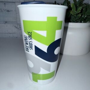 TIM HORTONS Ceramic Travel Cup Brewing Smile Since 1964